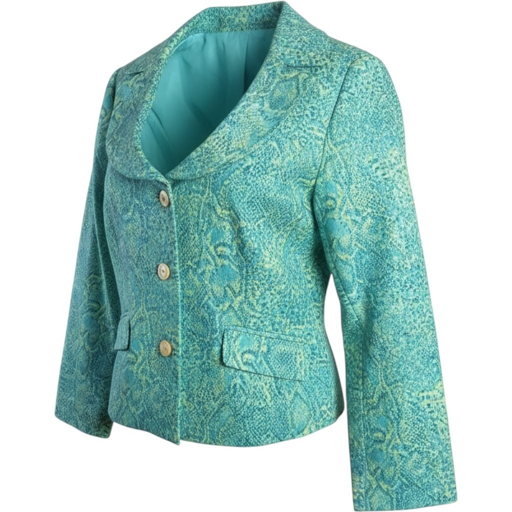 Latina Life Sears Sea Green Snakeskin Look Metallic Blazer Jacket Size 14 NWT